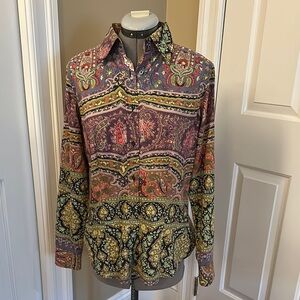 Etro Multi Colored Button Down Shirt with Paisley Design Italian Size 44 M 8